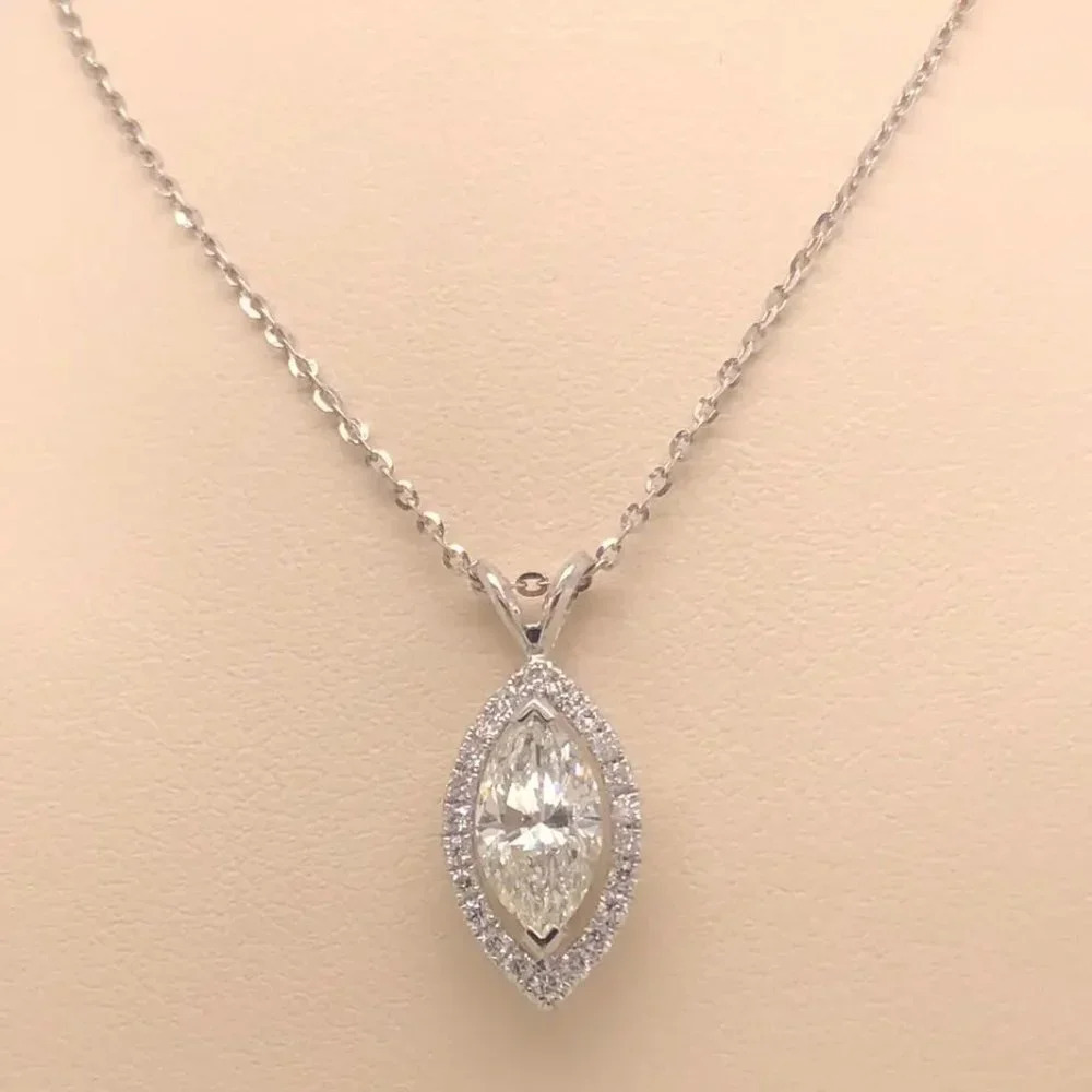 🎁 Exquisite Gifts Marquis CZ Hollow Pendant Necklace for Women, EVGG1073 - Picture 3 of 4